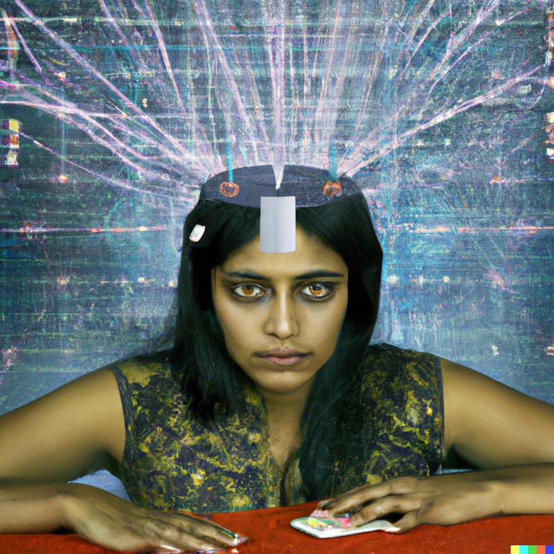 A picture showing access of secret data using psychic powers. Visit psychicexperiment.org